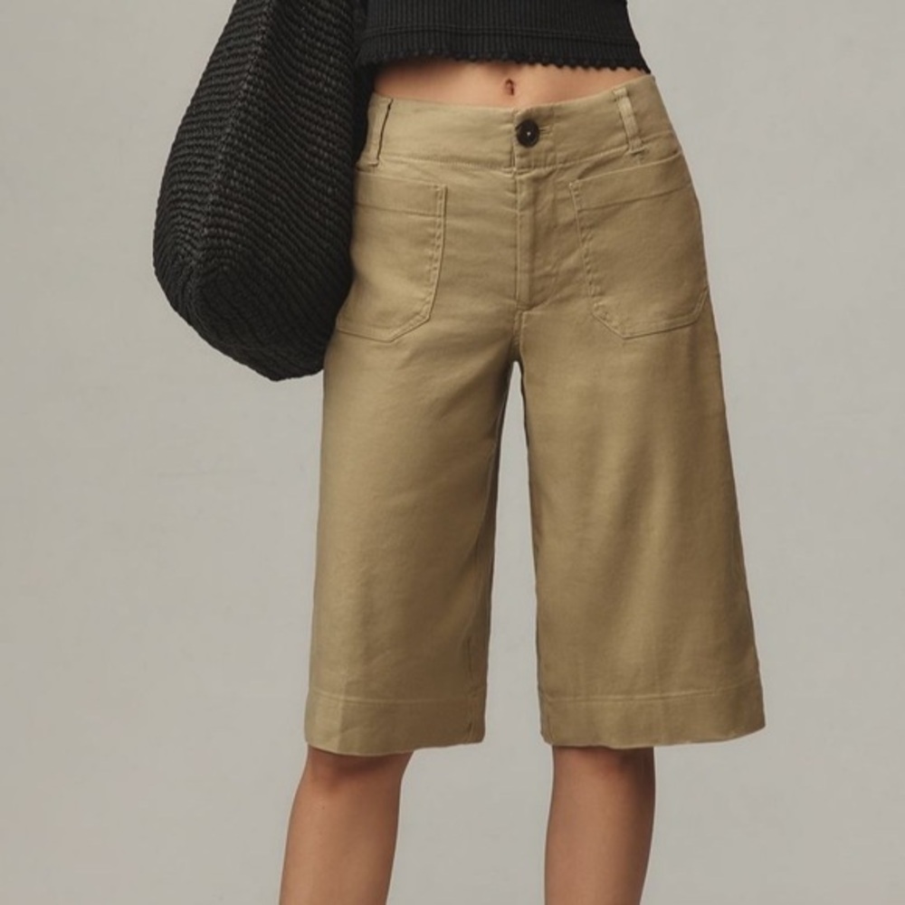 Anthropologie The Colette Linen Blend Longline Shorts by Maeve